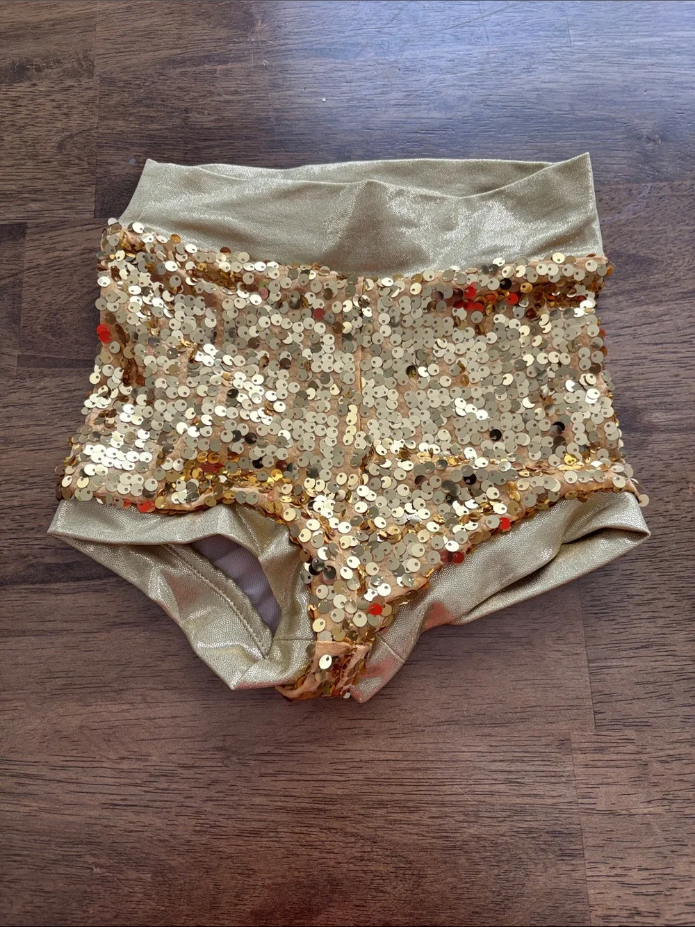 IC Balera Gold Sequin High-Waist Dance shorts